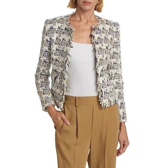 L'AGENCE Jackets & Blazers - $795 NEW L'AGENCE Women's Angelina Ivory Multi Tweed Plaid Jacket Blazer Size 10